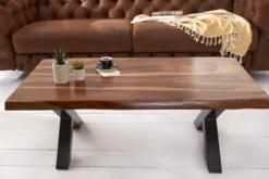 Design Couchtisch AMAZONAS 110cm braun Sheesham Massivholz Baumkante