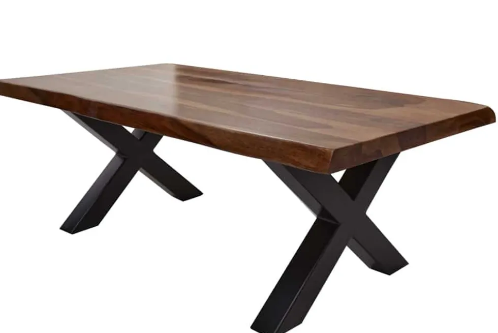 Design Couchtisch AMAZONAS 110cm braun Sheesham Massivholz Baumkante