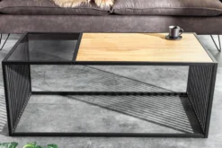Design Couchtisch ARCHITECTURE 100cm schwarz Wildeiche Rauchglas Metall Holz
