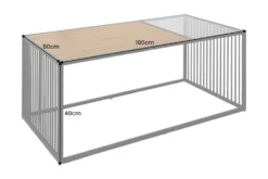 Design Couchtisch ARCHITECTURE 100cm schwarz Wildeiche Rauchglas Metall Holz