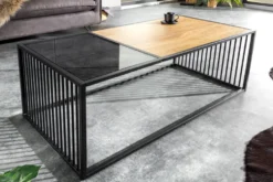 Design Couchtisch ARCHITECTURE 100cm schwarz Wildeiche Rauchglas Metall Holz