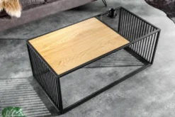 Design Couchtisch ARCHITECTURE 100cm schwarz Wildeiche Rauchglas Metall Holz