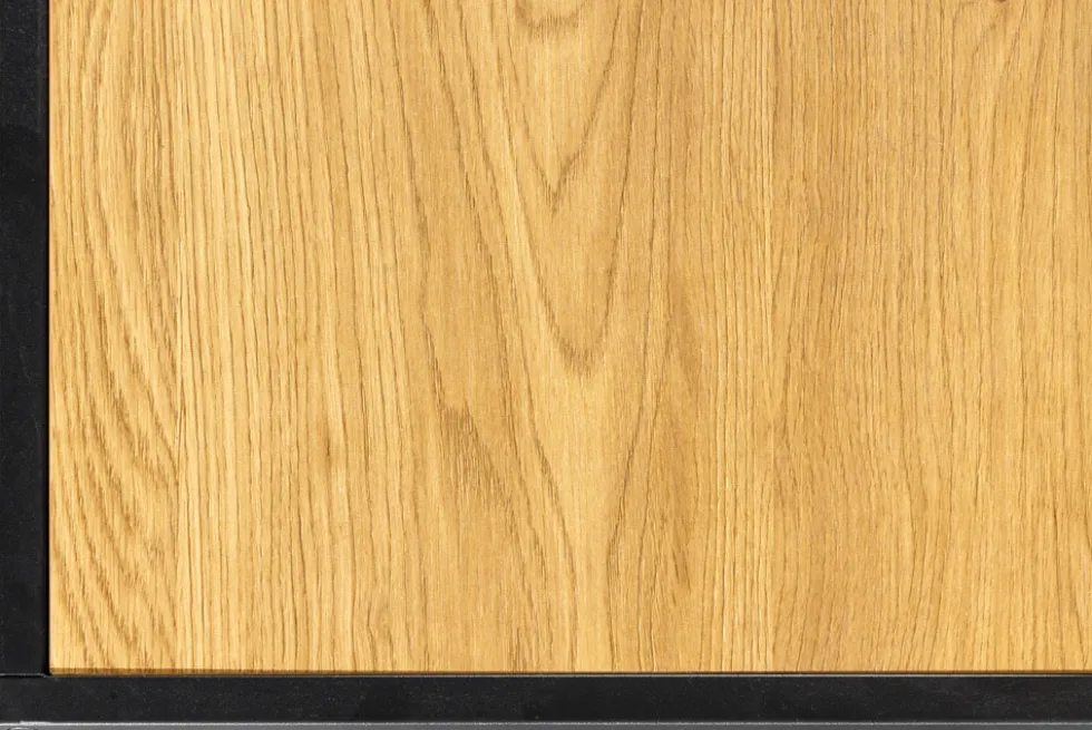 Design Couchtisch ARCHITECTURE 100cm schwarz Wildeiche Rauchglas Metall Holz