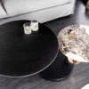 Design Couchtisch DANCING RINGS schwarz rund drehbar Pandora Keramik schwarz Metall