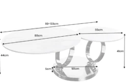 Design Couchtisch DANCING RINGS rost rund drehbar Travertin Keramik schwarz Gestell