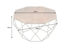 Design Couchtisch DIAMOND 70cm natur Mangoholz massiv messing Eisengestell