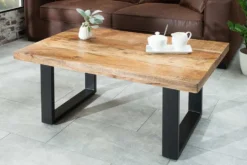 Design Couchtisch IRON CRAFT 100cm Mangoholz Eisen Industrial Design massiv schwarzes Gestell