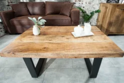 Design Couchtisch IRON CRAFT 100cm Mangoholz Eisen Industrial Design massiv schwarzes Gestell