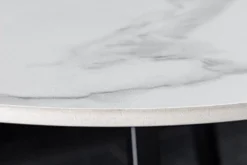 Design Couchtisch MARVELOUS 70cm weiß Marmor Keramik schwarzes Metall