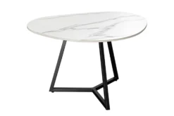 Design Couchtisch MARVELOUS 70cm weiß Marmor Keramik schwarzes Metall