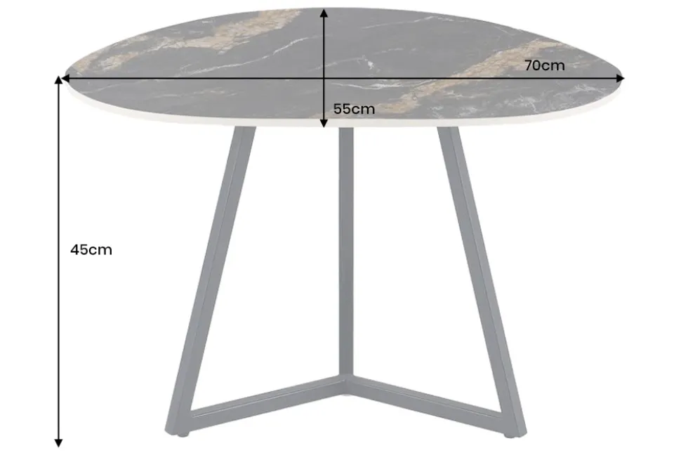 Design Couchtisch MARVELOUS 70cm schwarz gold sand AURORA ORO Keramik Metall