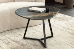 Design Couchtisch MARVELOUS 70cm schwarz gold sand AURORA ORO Keramik Metall