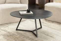 Design Couchtisch MARVELOUS 90cm anthrazit Marmor Keramik schwarzes Metall