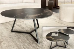 Design Couchtisch MARVELOUS 90cm schwarz gold sand Aurora Oro Keramik Metall