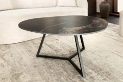 Design Couchtisch MARVELOUS 90cm schwarz gold sand Aurora Oro Keramik Metall