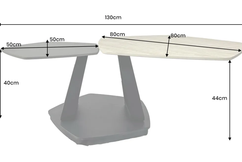 Design Couchtisch MOVEMENT rost Pentagon drehbar Travertin Keramik schwarz Metall