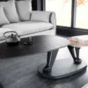 Design Couchtisch MOVEMENT schwarz rund drehbar Pandora Keramik Metallgestell