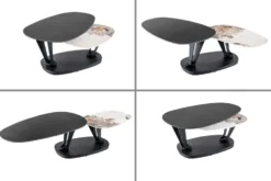 Design Couchtisch MOVEMENT schwarz rund drehbar Pandora Keramik Metallgestell