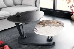 Design Couchtisch MOVEMENT schwarz rund drehbar Pandora Keramik Metallgestell