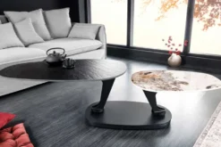 Design Couchtisch MOVEMENT schwarz rund drehbar Pandora Keramik Metallgestell