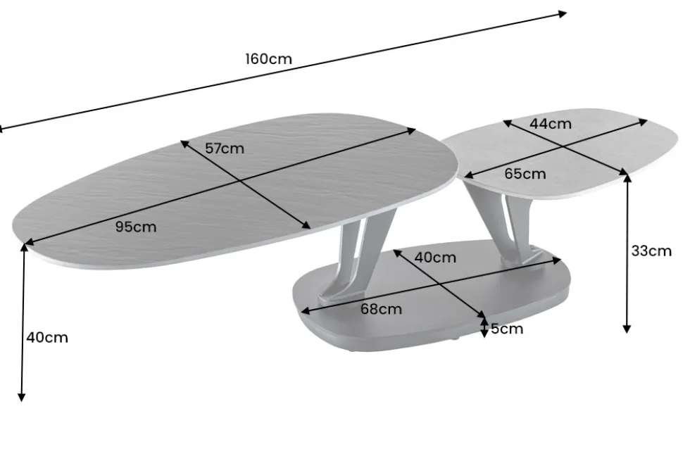 Design Couchtisch MOVEMENT schwarz rund drehbar Pandora Keramik Metallgestell