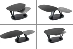 Design Couchtisch MOVEMENT schwarz grau rund drehbar Keramik Metallgestell