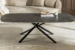 Design Couchtisch OSAKA 110cm anthrazit Keramik schwarz Metall mit Sterngestell