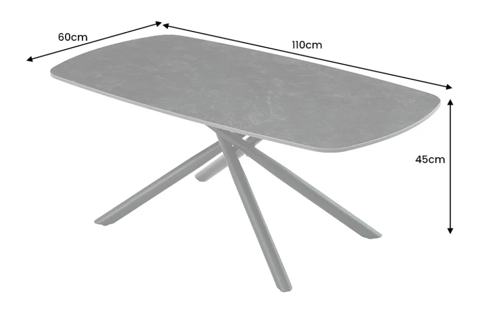 Design Couchtisch OSAKA 110cm anthrazit Keramik schwarz Metall mit Sterngestell