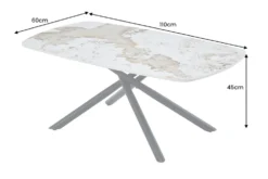 Design Couchtisch OSAKA 110cm weiß schwarz Pandora Keramik mit Sterngestell