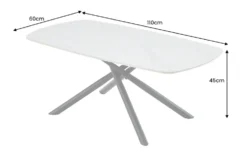 Design Couchtisch OSAKA 110cm weiß Keramik schwarz Sterngestell Metall