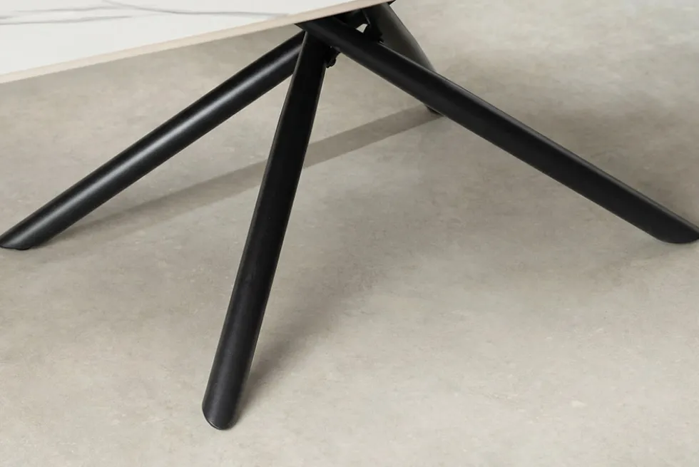 Design Couchtisch OSAKA 110cm weiß Keramik schwarz Sterngestell Metall