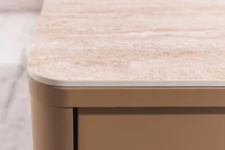 Design Couchtisch SAVOY 120cm grau beige greige Keramik Travertin mit Schublade