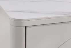 Design Couchtisch SAVOY 120cm kaschmir weiß Keramik Marmor mit Schubladen