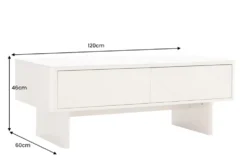 Design Couchtisch SAVOY 120cm kaschmir weiß Keramik Marmor mit Schubladen