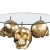 Design Couchtisch SKULL XXL 90cm gold rund Glasplatte Metall Totenkopf handmade