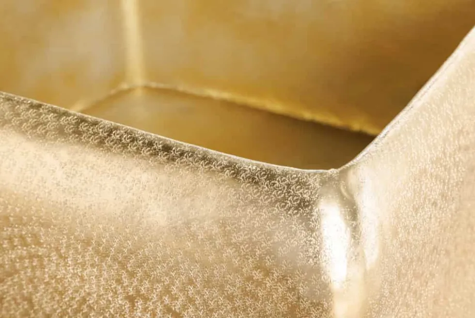 Design Couchtisch UNIT 70cm gold Metall Hammerschlag handmade