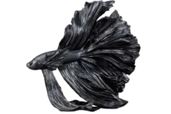 Design Deko Figur Kampffisch CROWNTAIL 35cm schwarz Betta Fisch Skulptur