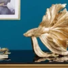 Design Deko Figur Kampffisch CROWNTAIL 35cm gold Betta Fisch Skulptur