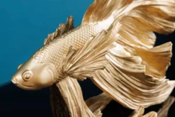Design Deko Figur Kampffisch CROWNTAIL 35cm gold Betta Fisch Skulptur