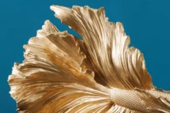 Design Deko Figur Kampffisch CROWNTAIL 35cm gold Betta Fisch Skulptur