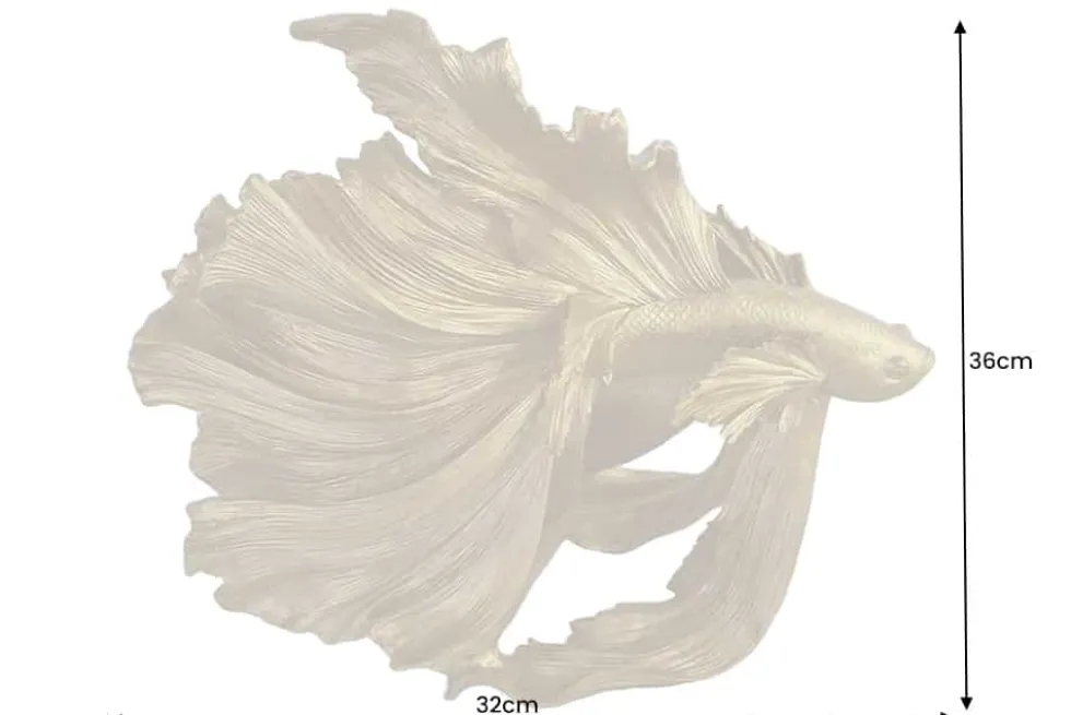 Design Deko Figur Kampffisch CROWNTAIL 35cm gold Betta Fisch Skulptur