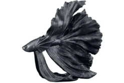 Design Deko Figur Kampffisch CROWNTAIL 65cm schwarz Betta Fisch Skulptur