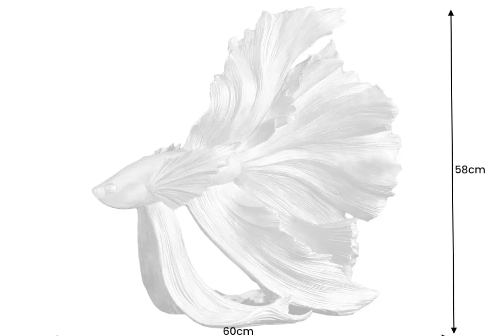 Design Deko Figur Kampffisch CROWNTAIL 65cm rot Betta Fisch Skulptur