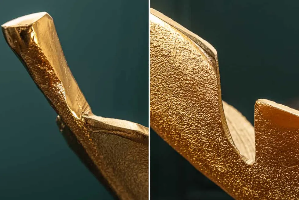 Design Deko Schale GOLD LEAF 65cm gold Blatt Design Metall Handarbeit