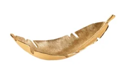 Design Deko Schale GOLD LEAF 65cm gold Blatt Design Metall Handarbeit
