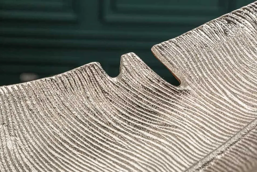 Design Deko Schale SILVER LEAF 65cm silber Blatt Design Metall Handarbeit