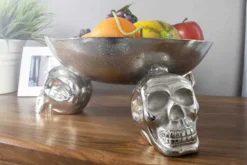 Design Deko-Schale SKULL 35cm silber Aluminium Totenkopf