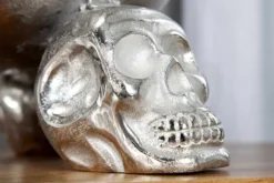 Design Deko-Schale SKULL 35cm silber Aluminium Totenkopf