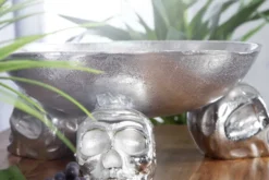 Design Deko-Schale SKULL 35cm silber Aluminium Totenkopf