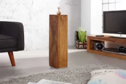 Design Deko Säule 3er Set MAKASSAR 80cm braun Sheesham stone finish Handarbeit